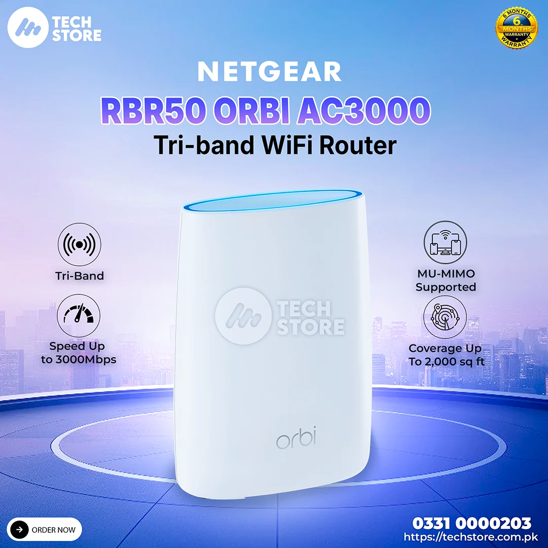 NETGEAR Orbi AC3000 Tri-Band WiFi Mesh Router RBR50