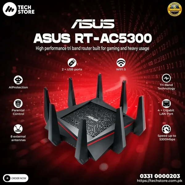 ASUS RT-AC5300 Tri-Band Gigabit Wifi Gaming Router Branded
