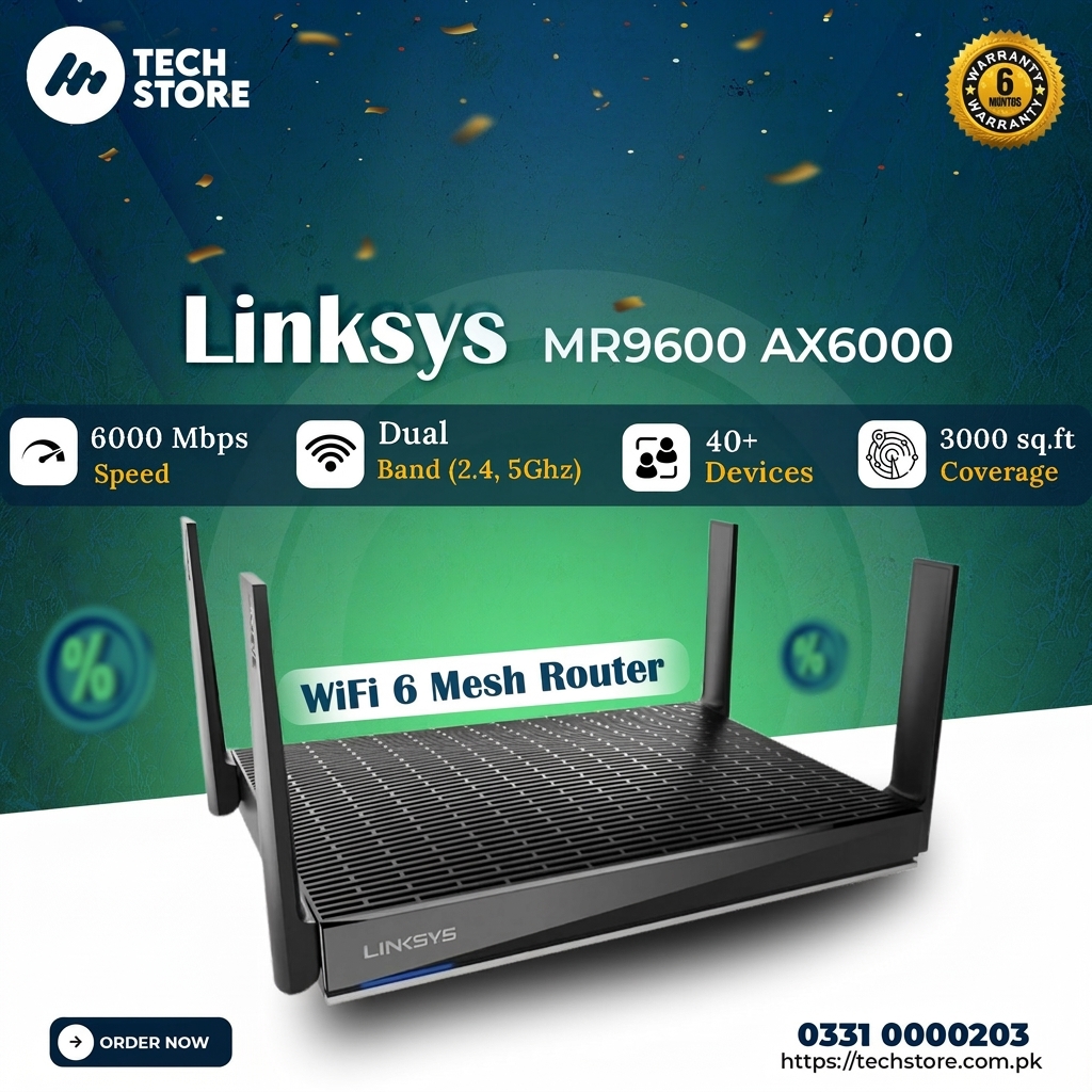 Linksys MR9600 Dual-Band Mesh WiFi 6 Router AX6000