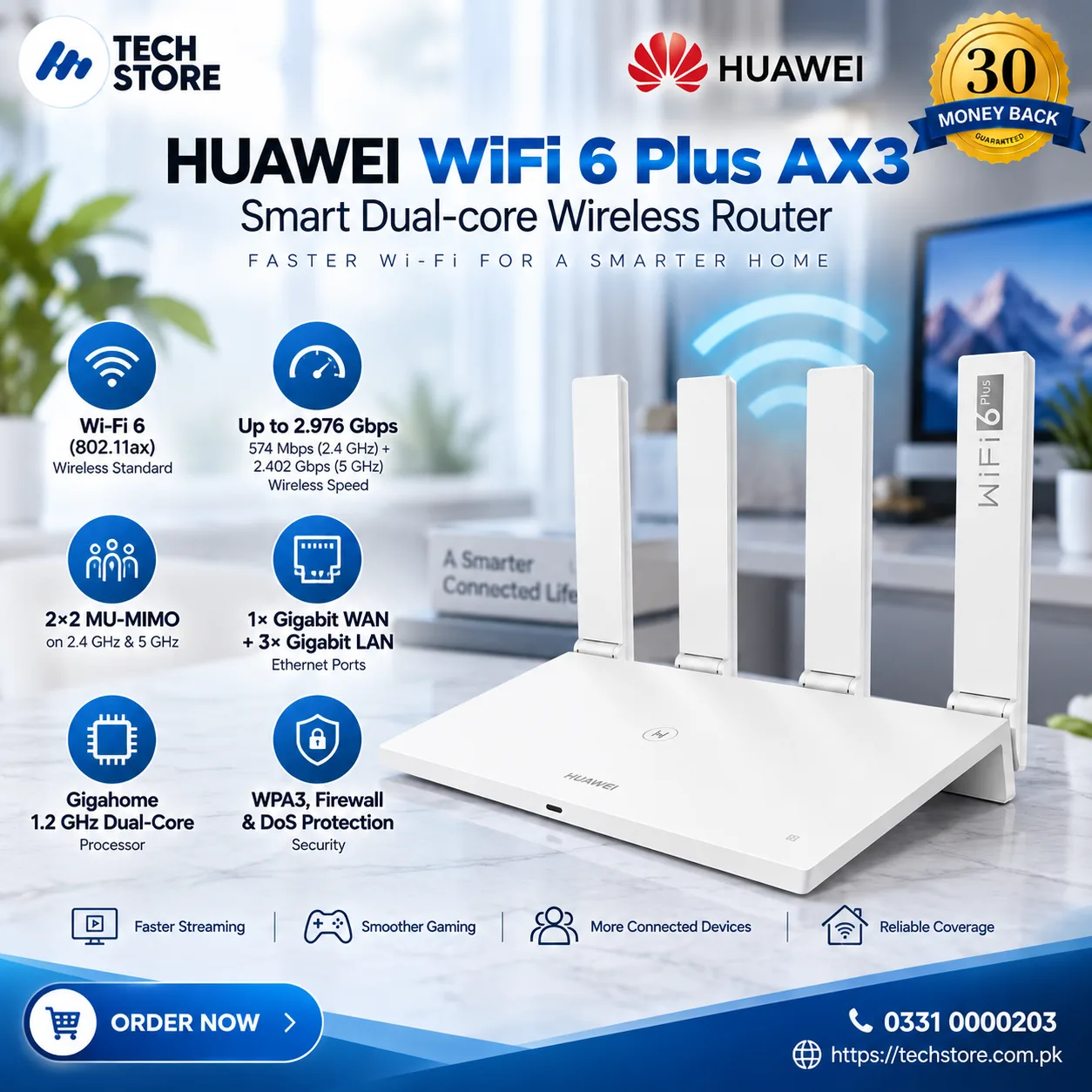 HUAWEI WiFi 6 Plus AX3 Smart Dual-core Wireless Router