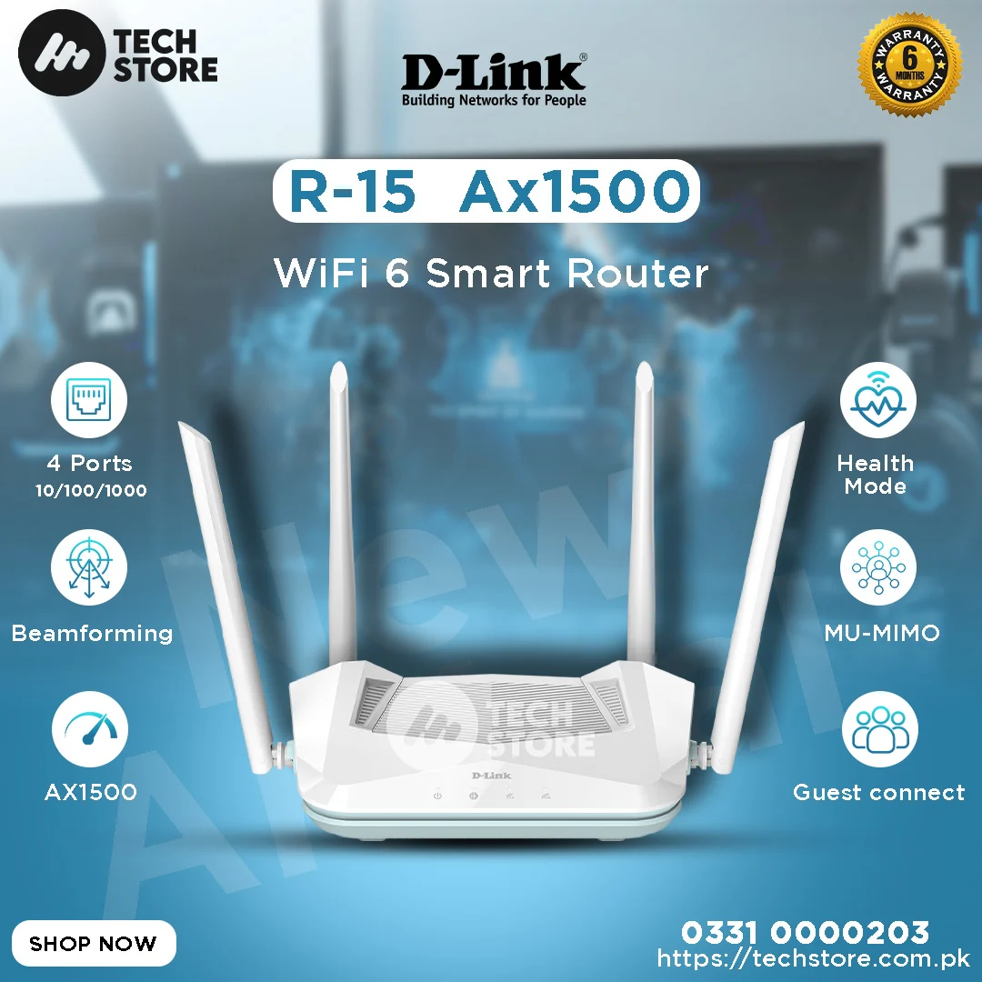 D-LINK AX1500 Smart Wi-Fi 6 Mesh Router R15 - High-Speed