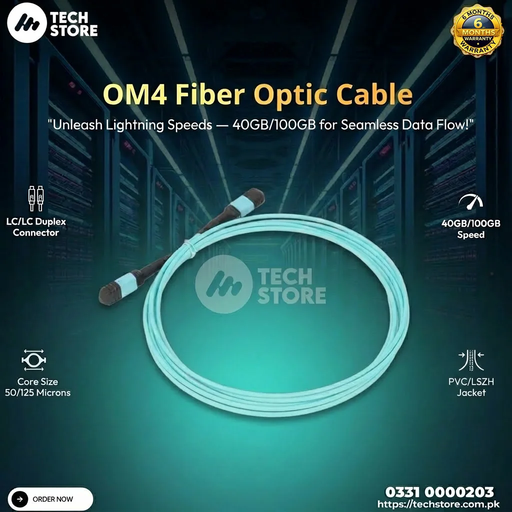 OM4 Fiber Optic Cable 40GB/100GB Aqua Multimode LC/LC Duplex 50/125 OM4