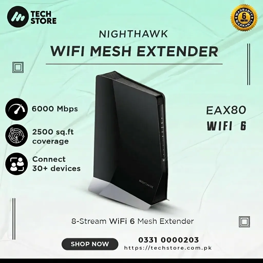 NETGEAR AX6000 WiFi Mesh Extender (EAX80) Nighthawk AX8 WiFi Mesh Extender, 6Gbps