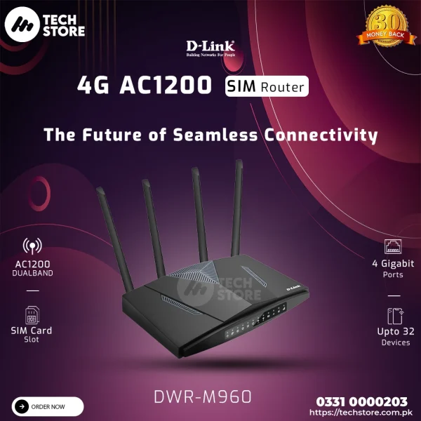 D Link Sim Base Router D-Link 4G AC1200 LTE Sim Router - PTA Approved in Pakistan