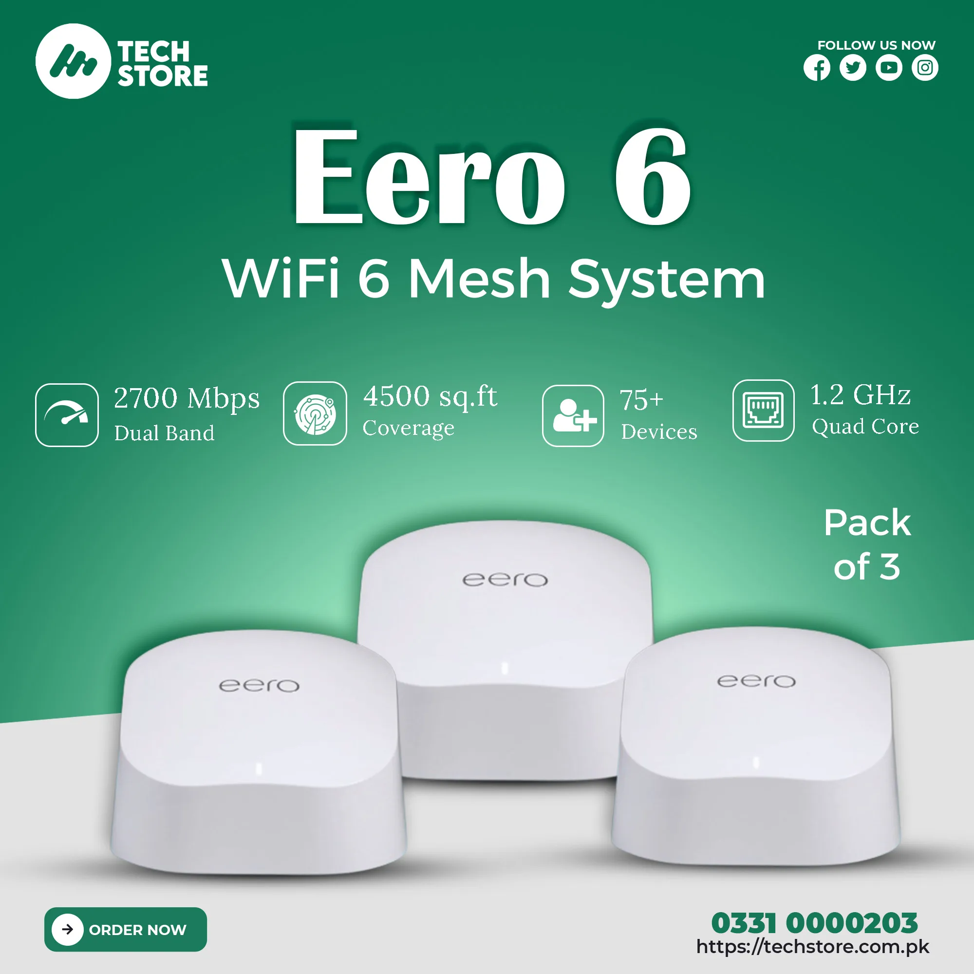 Eero Pro 6 Tri-Band AX4200 Mesh Wi-Fi 6 Router