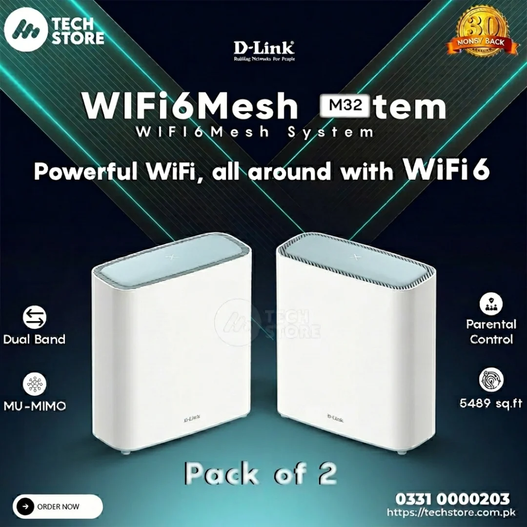 D-Link Mesh Router D-Link Eagle Pro M32 AI AX3200 Mesh WiFi 6 System Pack of 2