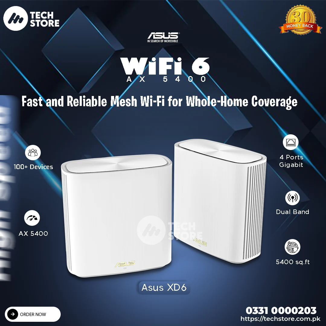 SUS ZenWiFi XD6｜Whole Home WiFi 6 Mesh System Pack Of 2 Renewed