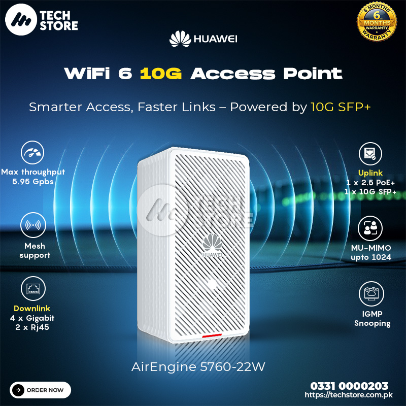 Huawei WiFi 6 Access Point | Huawei AirEngine 5760-22W Dual-Band Gigabit Indoor AP | Pre-owned 1 Huawei WiFi 6 Access Point | Huawei AirEngine 5760-22W Dual-Band Gigabit Indoor AP | Pre-owned
