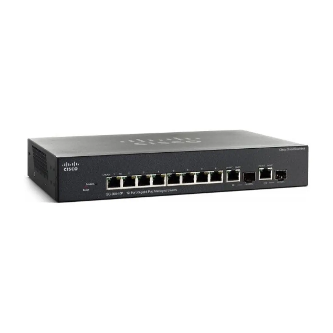 Cisco SG300-10P 10-Port Gigabit PoE Managed Switch | 10 Port PoE Switch | Branded Used 1 Cisco SG300-10P 10-Port Gigabit PoE Managed Switch | 10 Port PoE Switch