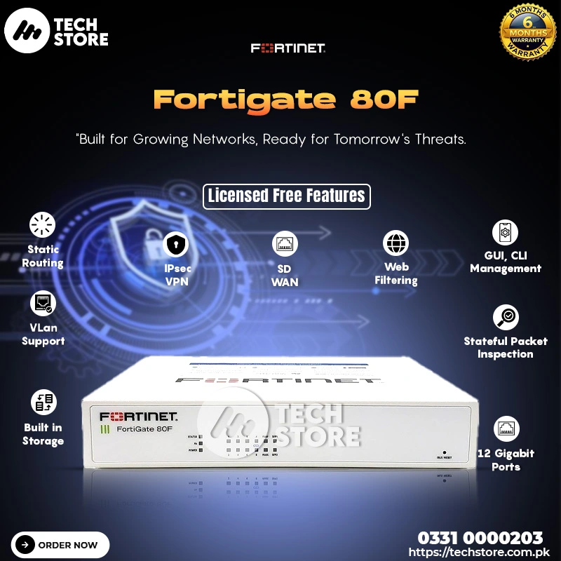 Fortinet FortiGate 80F Next Generation Firewall Secure SD-WAN – Enterprise Network Security in Pakistan | Tech Store | Renewed 1 Fortinet FortiGate 80F Next Generation Firewall Secure SD-WAN – Enterprise Network Security in Pakistan | Tech Store