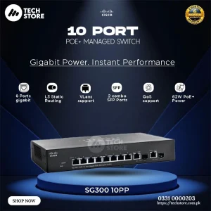 Cisco SG300-10PP-K9-NA 10-Port Gigabit PoE+ Managed Switch