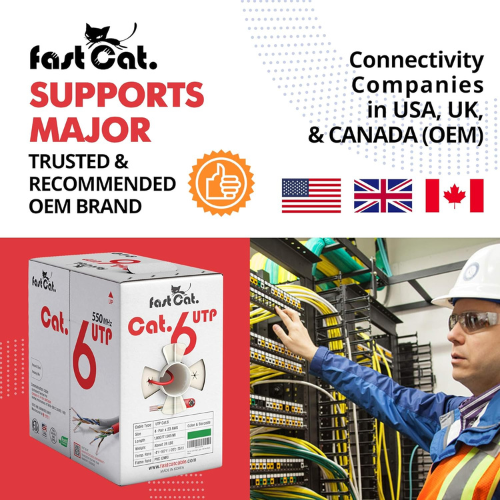 Fast Cat Cat6 Cable 1000ft 23 AWG CMR 550MHZ / 10 Gigabit Speed UTP LAN Cat6 Cable - Image 2