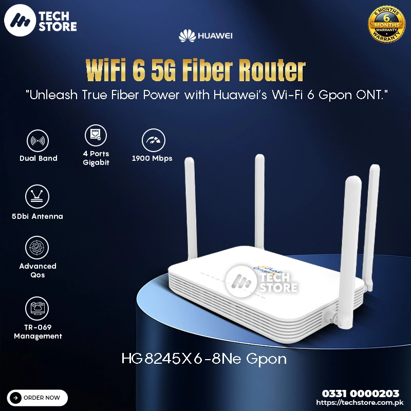 Huawei HG8245X6-8Ne GPON ONT Dual Band WiFi 6 Router Omantal | Renewed