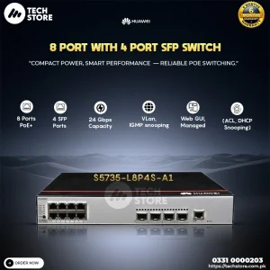 Huawei S5735S-L8P4S-A1 PoE+ Switch, 8 Port Gigabit Ethernet + 4 GE SFP Ports | S5700 Series Switch