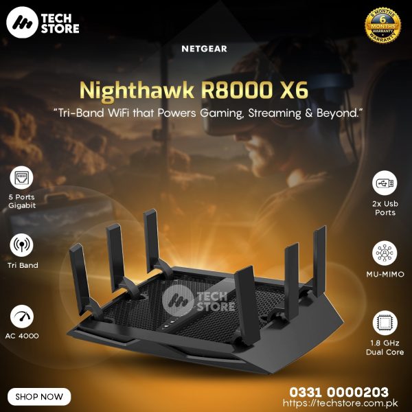 Netgear Nighthawk R8000 X6 AC3200 Tri Band WiFi GB Router