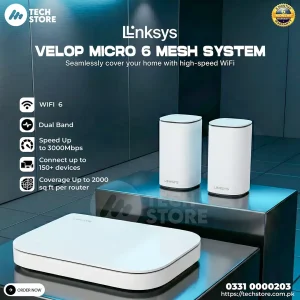 Linksys Velop Micro 6 Dual Band Mesh WiFi System - WiFi 6 Gigabit Gaming Router with up to 3Gbps Speed, 325 sqm Coverage & Supports 150+ Devices