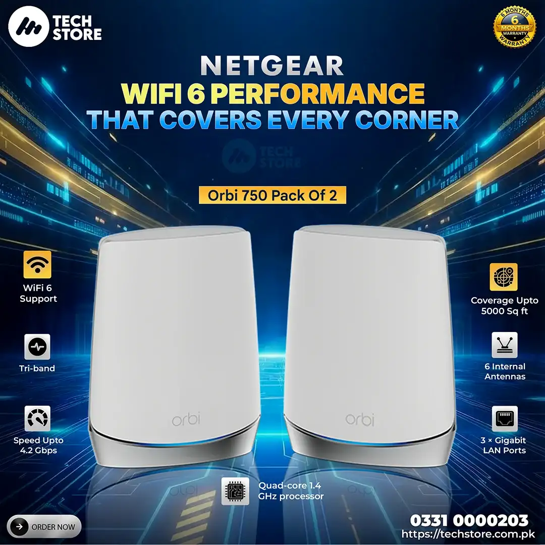 Netgear Orbi RBR750 AX4200 Tri-Band Mesh WiFi 6 Router Whole Home Coverage