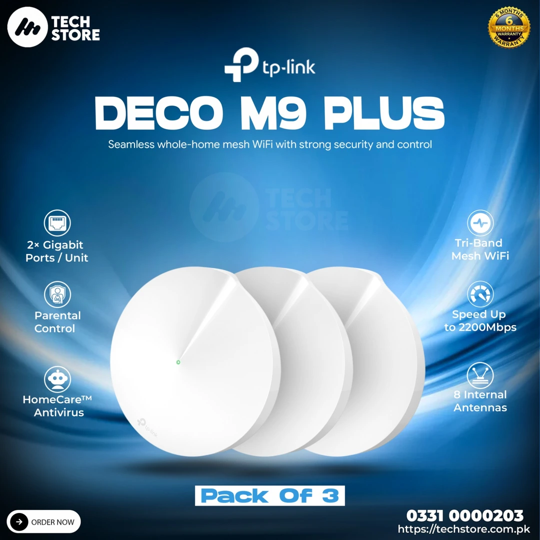 TP-Link Deco M9 Plus AC2200 Tri-Band Mesh WiFi System Smart Home Hub Pakistan