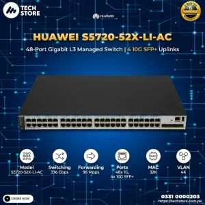 Huawei S5720-52X-LI-AC 48-Port Gigabit L3 Managed Switch 4 10G SFP+ Uplinks