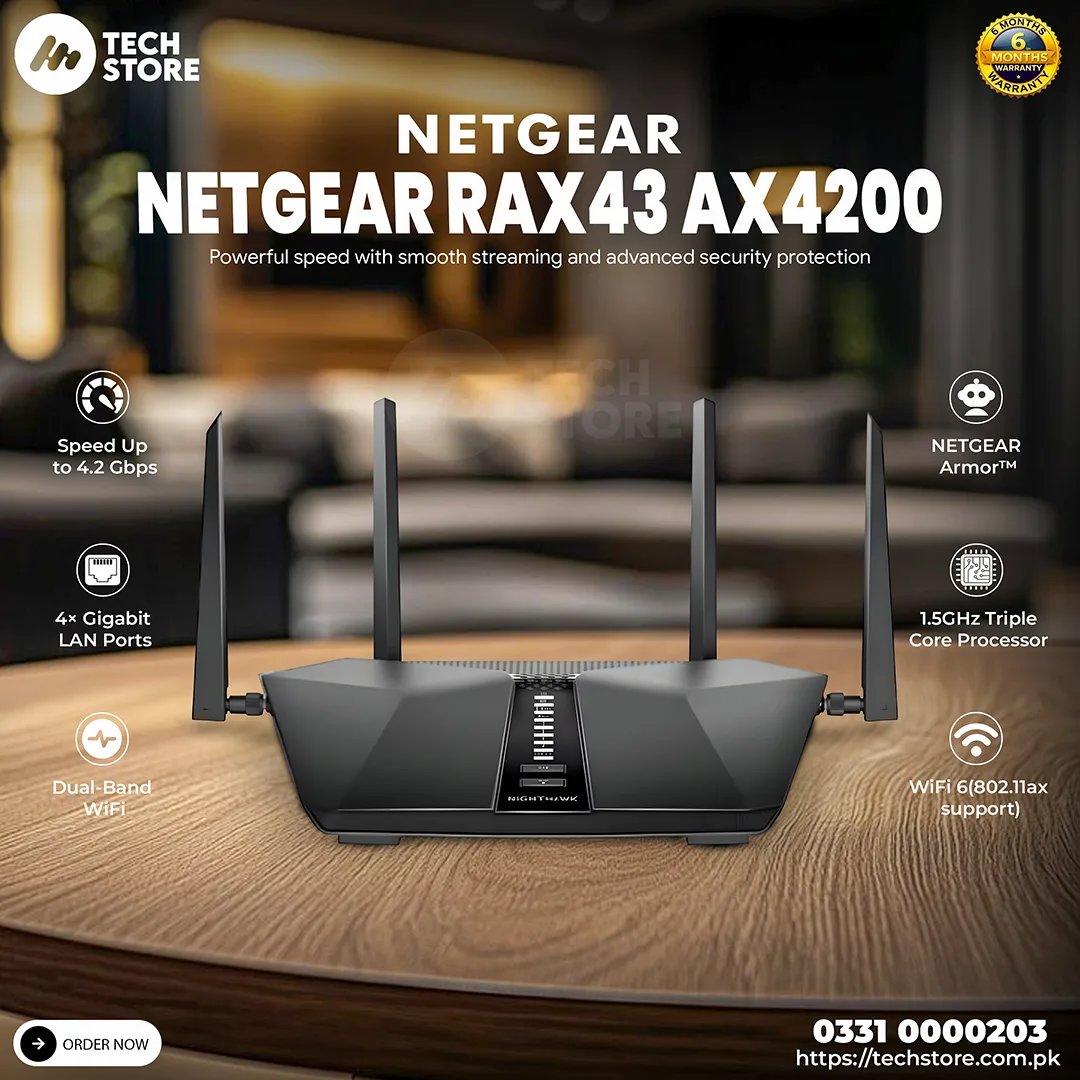 NETGEAR Nighthawk RAX43 AX4200 WiFi 6 Router – 5‑Stream Dual‑Band Gigabit