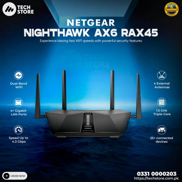 Nighthawd Router Raxe450 NETGEAR Nighthawk RAX45 Nighthawk AX4300 WiFi 6 Router | AX6 6-Stream ...