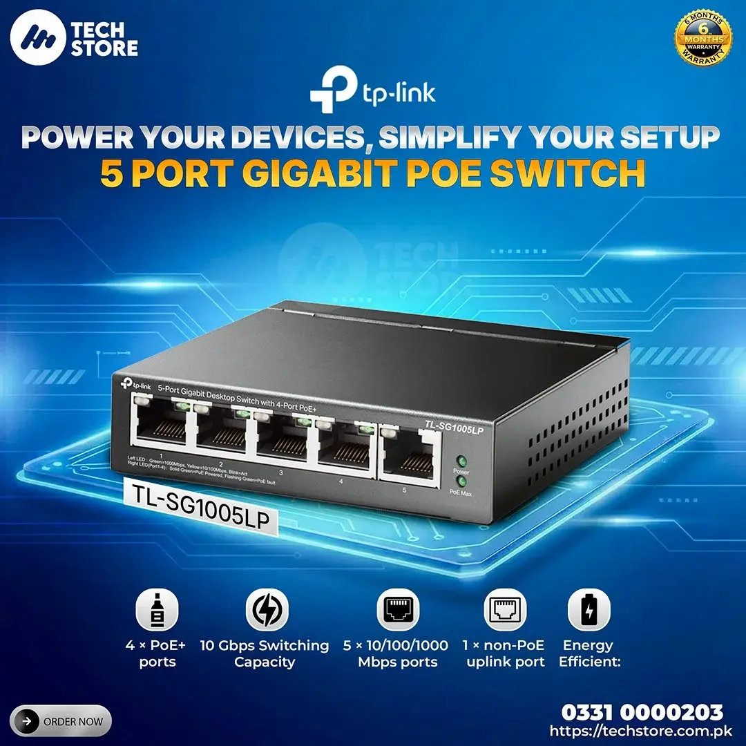 TP-Link Gigabit Switch TL-SG1005LP 5-Port PoE+ Desktop Switch