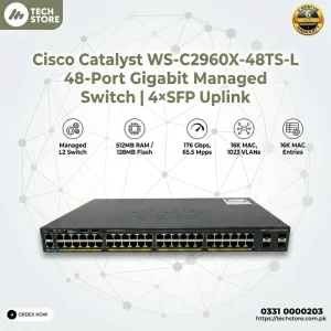 Cisco Catalyst WS-C2960X-48TS-L 48-Port Gigabit Managed Switch 4×SFP Uplink