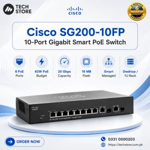 Cisco SG200-10FP 10-Port Gigabit Smart PoE Switch 8-Port PoE 2 Combo Mini-GBIC SFP