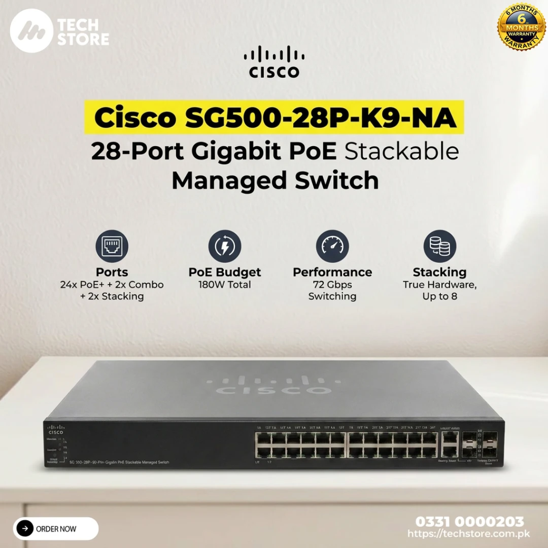 Cisco SG500-28P-K9-NA 28-Port Gigabit PoE Stackable Managed Switch