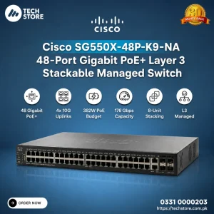 Cisco SG550X-48P-K9-NA 48-Port Gigabit PoE+ Layer 3 Stackable Managed Switch