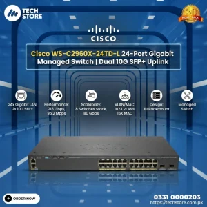 Cisco WS-C2960X-24TD-L 24-Port Gigabit Managed Switch Dual 10G SFP+ Uplink