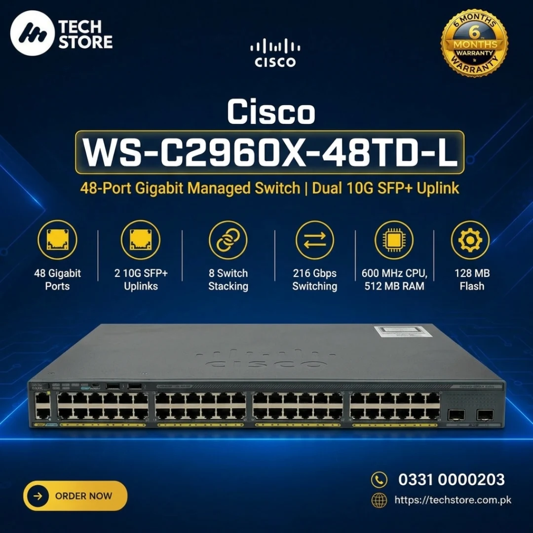 Cisco WS-C2960X-48TD-L 48-Port Gigabit Managed Switch Dual 10G SFP+ Uplink