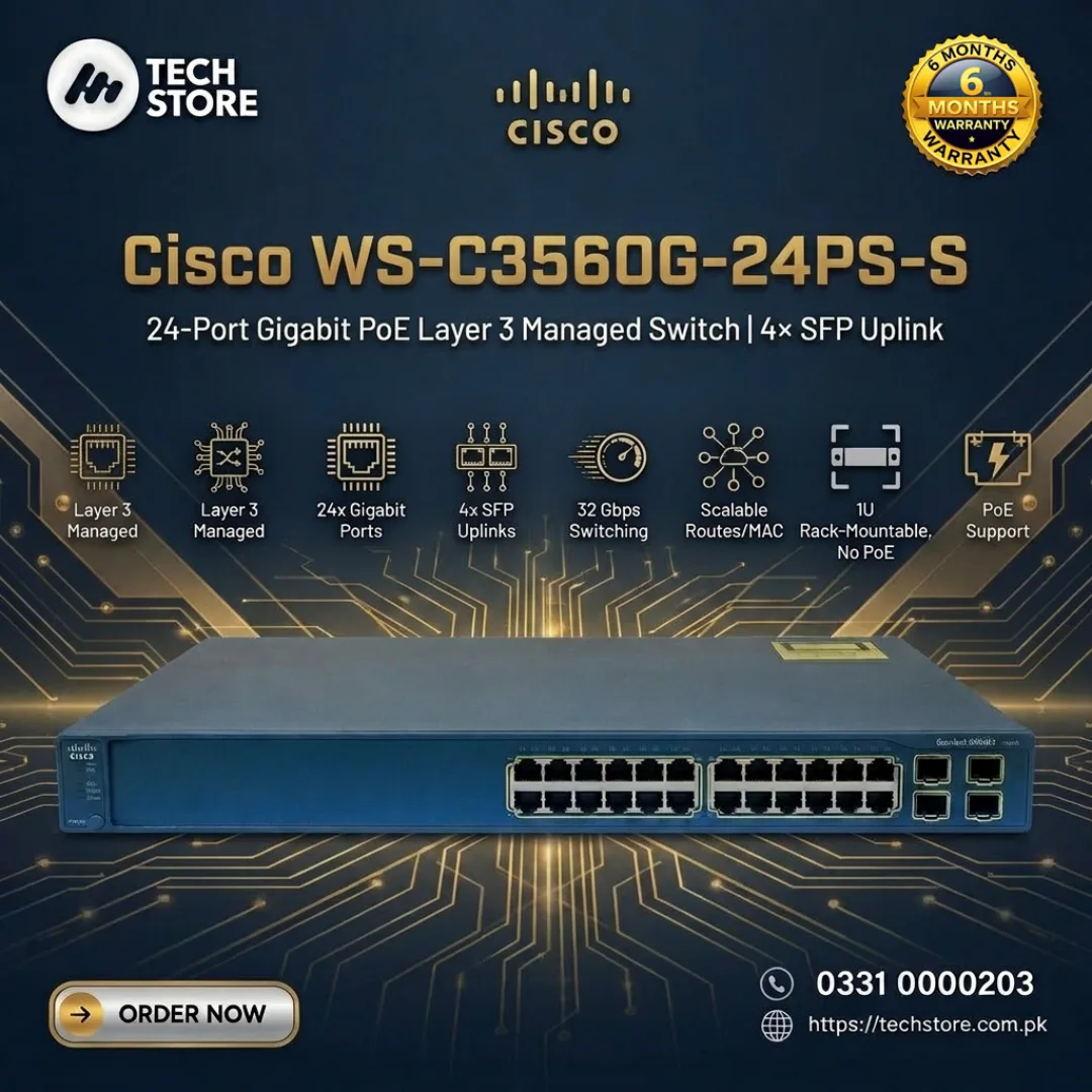 Cisco WS-C3560G-24PS-S 24-Port Gigabit PoE Layer 3 Managed Switch | 4× SFP Uplink
