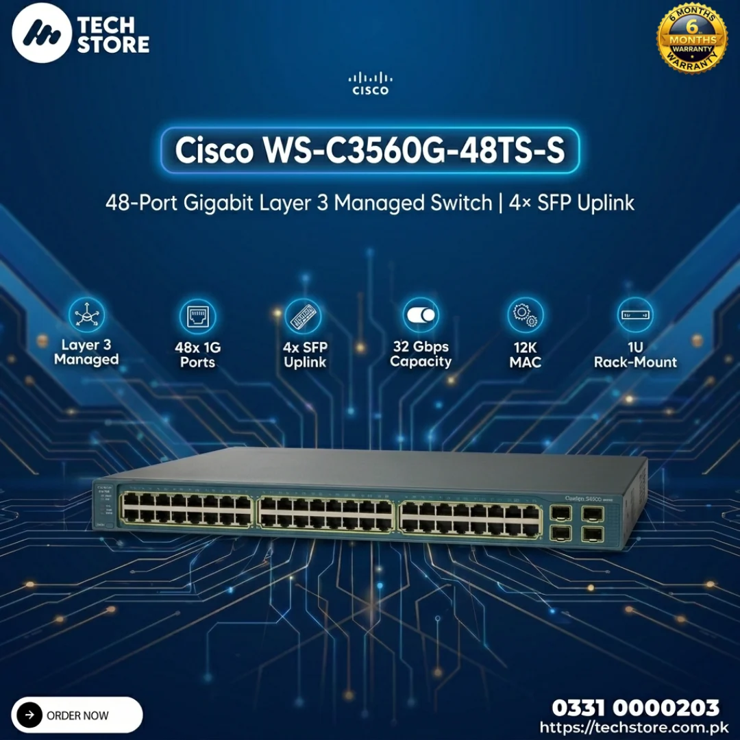 Cisco WS-C3560G-48TS-S 48-Port Gigabit Layer 3 Managed Switch 4× SFP Uplink