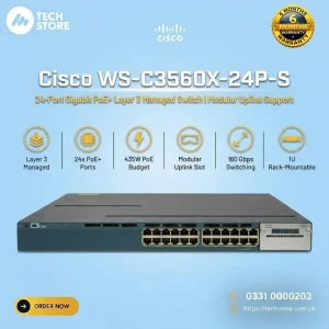 Cisco WS-C3560X-24P-S 24-Port Gigabit PoE+ Layer 3 Managed Switch Modular Uplink Support