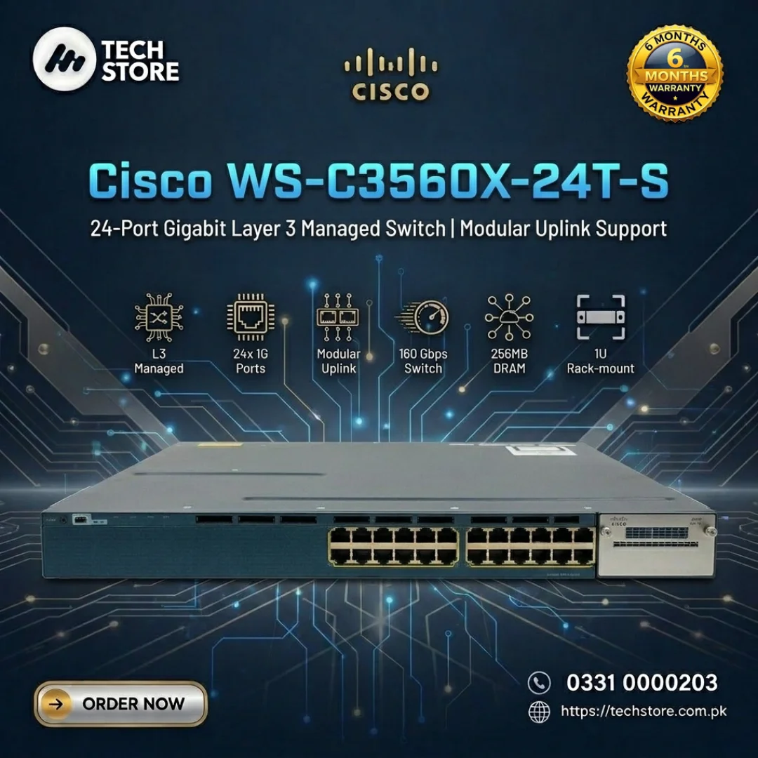 Cisco WS-C3560X-24T-S 24-Port Gigabit Layer 3 Managed Switch Modular Uplink Support