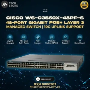 Cisco WS-C3560X-48PF-S 48-Port Gigabit PoE+ Layer 3 Managed Switch 10G Uplink Support