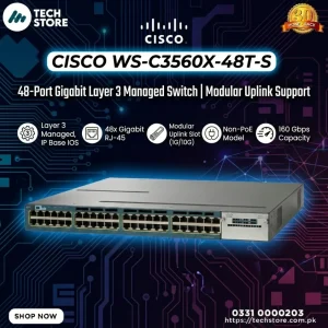 Cisco WS-C3560X-48T-S 48-Port Gigabit Layer 3 Managed Switch Modular Uplink Support