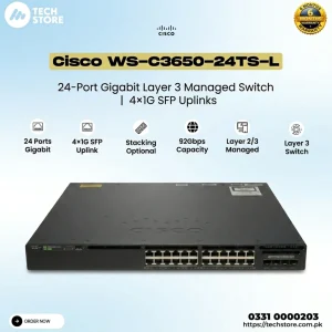 Cisco WS-C3650-24TS-L 24-Port Gigabit Layer 3 Managed Switch 4×1G SFP Uplinks
