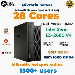 MikroTik Server – Dell Precision T5810 | Xeon E5-2680 v4 | 16GB DDR4 ECC | 128GB SSD