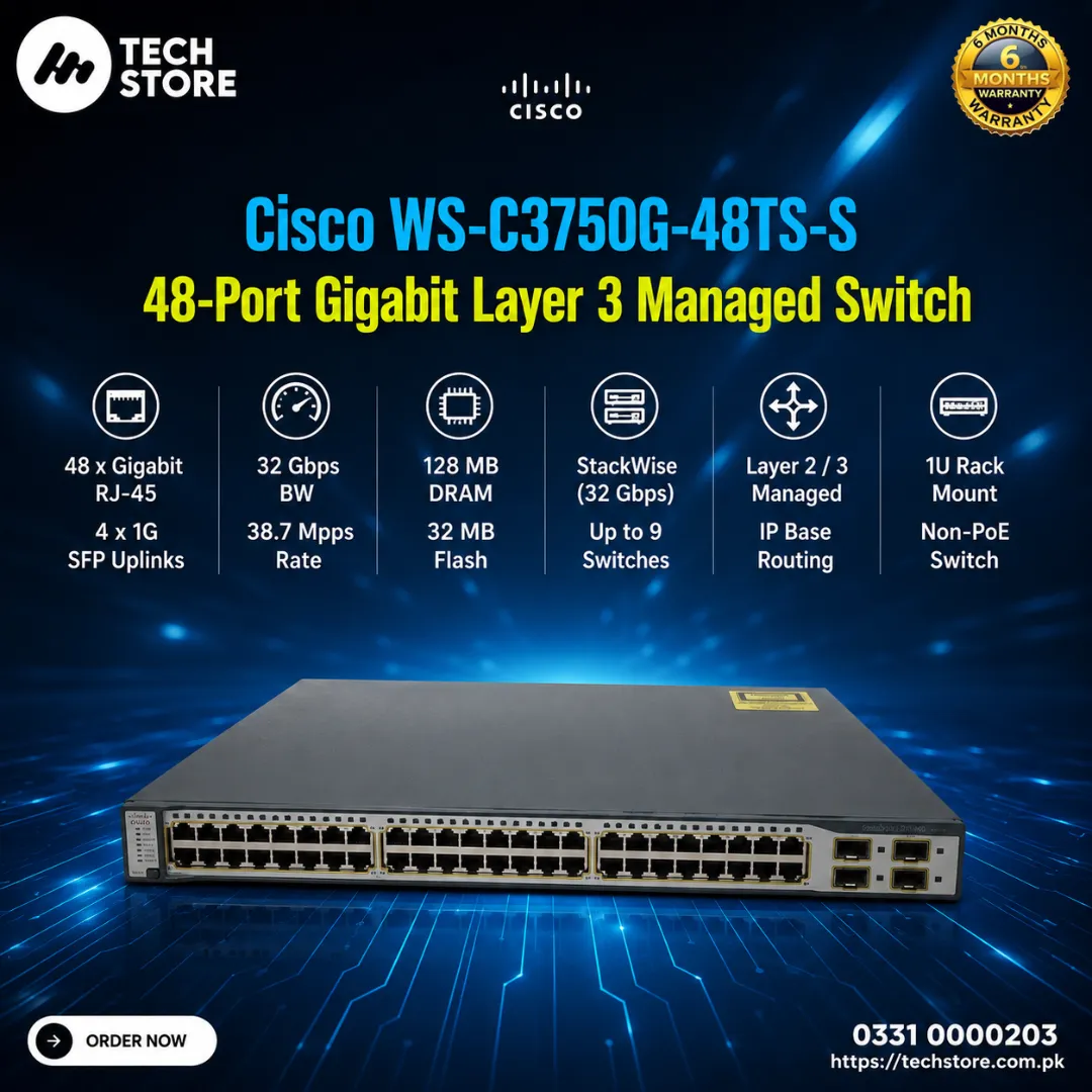 Cisco WS-C3750G-48TS-S 48-Port Gigabit Layer 3 Managed Switch