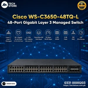 Cisco WS-C3650-48TQ-L 48-Port Gigabit Layer 3 Managed Switch