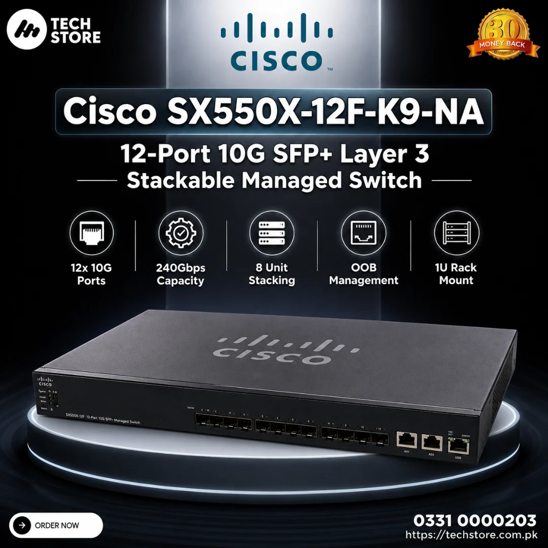 Cisco SX550X-12F-K9-NA 12-Port 10G SFP+ Layer 3 Stackable Managed Switch