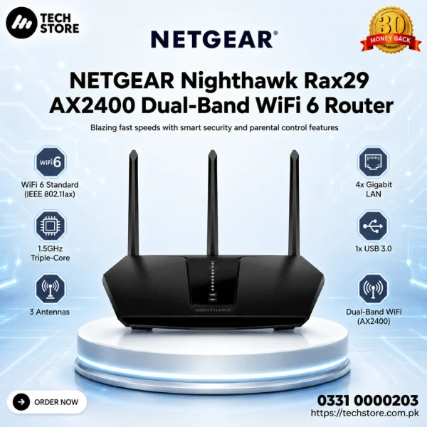 Nighthawk Router Rax 29 NETGEAR Rax29 AX2400 Dual-Band WiFi 6 Router | In Pakistan