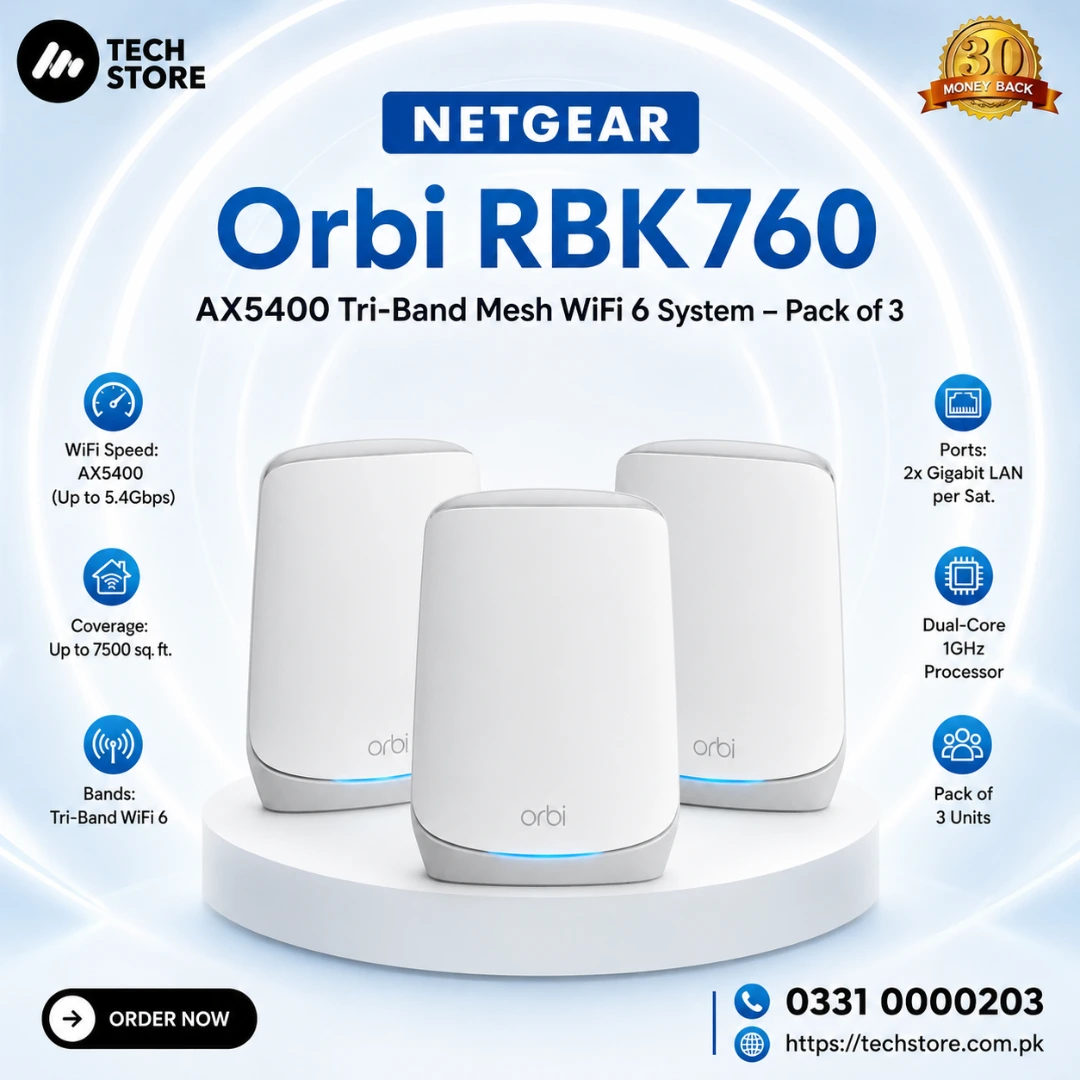 NETGEAR Orbi RBK763 AX5400 Tri-Band Mesh WiFi 6 System