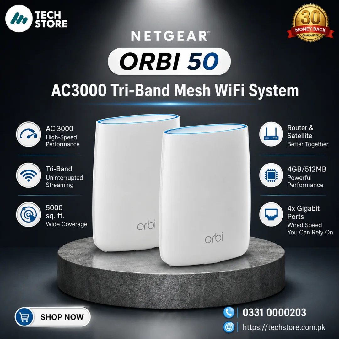 NETGEAR Orbi RBK50 AC3000 Tri-Band Mesh WiFi System