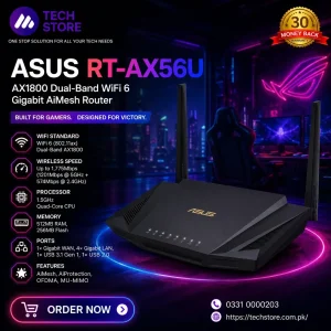 ASUS RT-AX56U AX1800 Dual-Band WiFi 6 Gigabit AiMesh Router