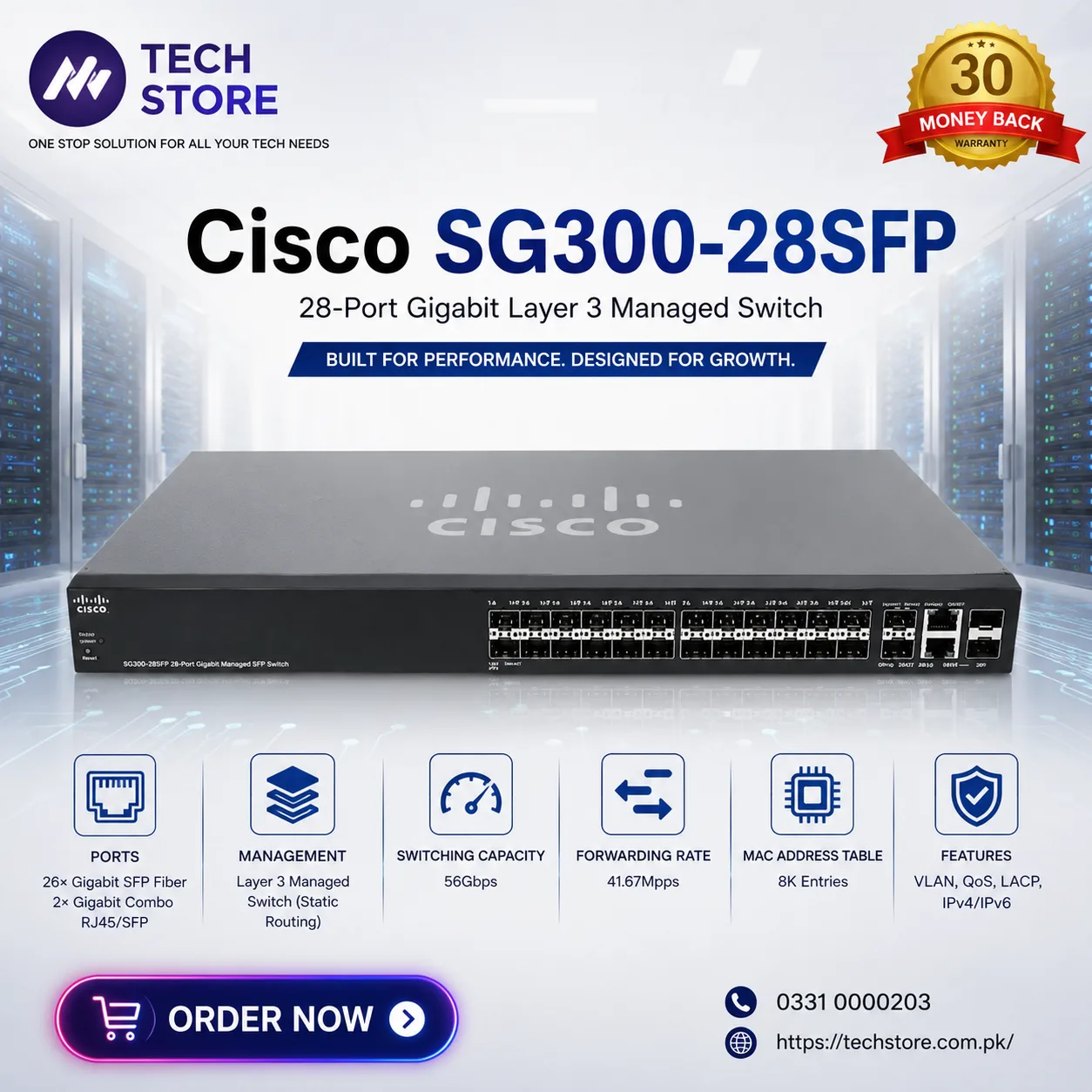 Cisco SG300-28SFP 28-Port Gigabit Layer 3 Managed Switch