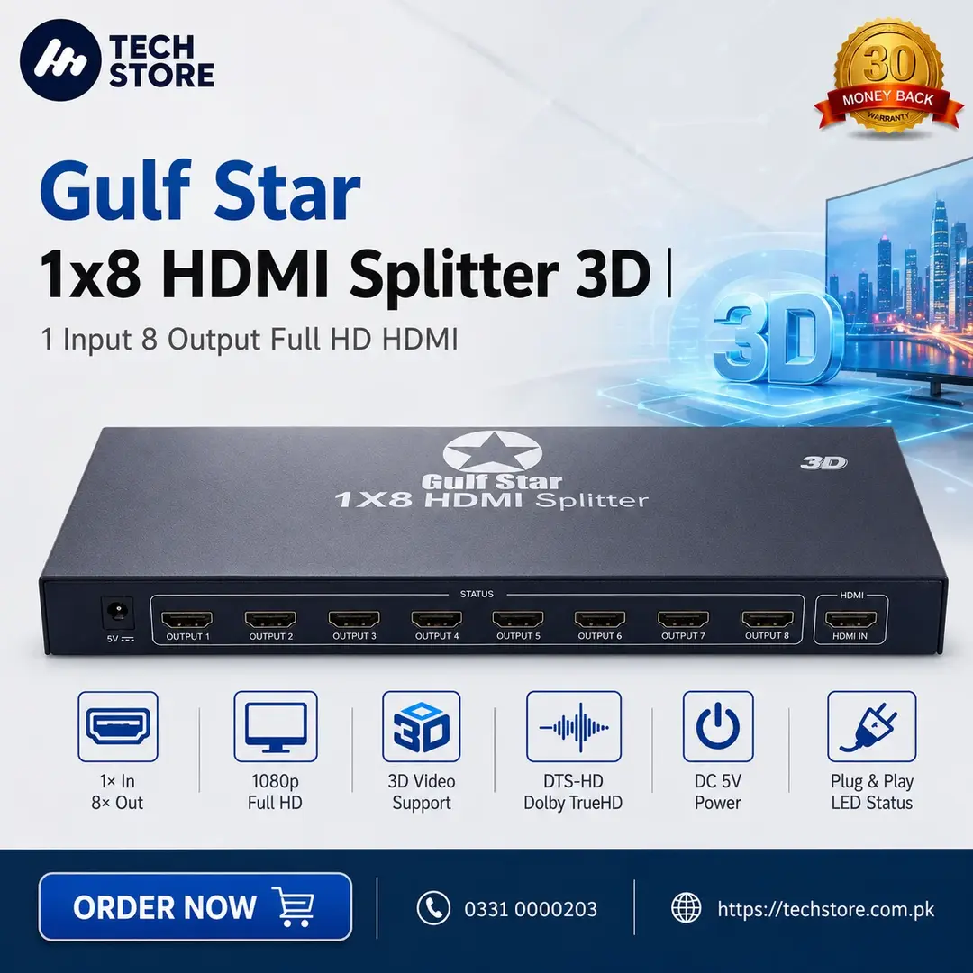 Gulf Star 1x8 HDMI Splitter 3D