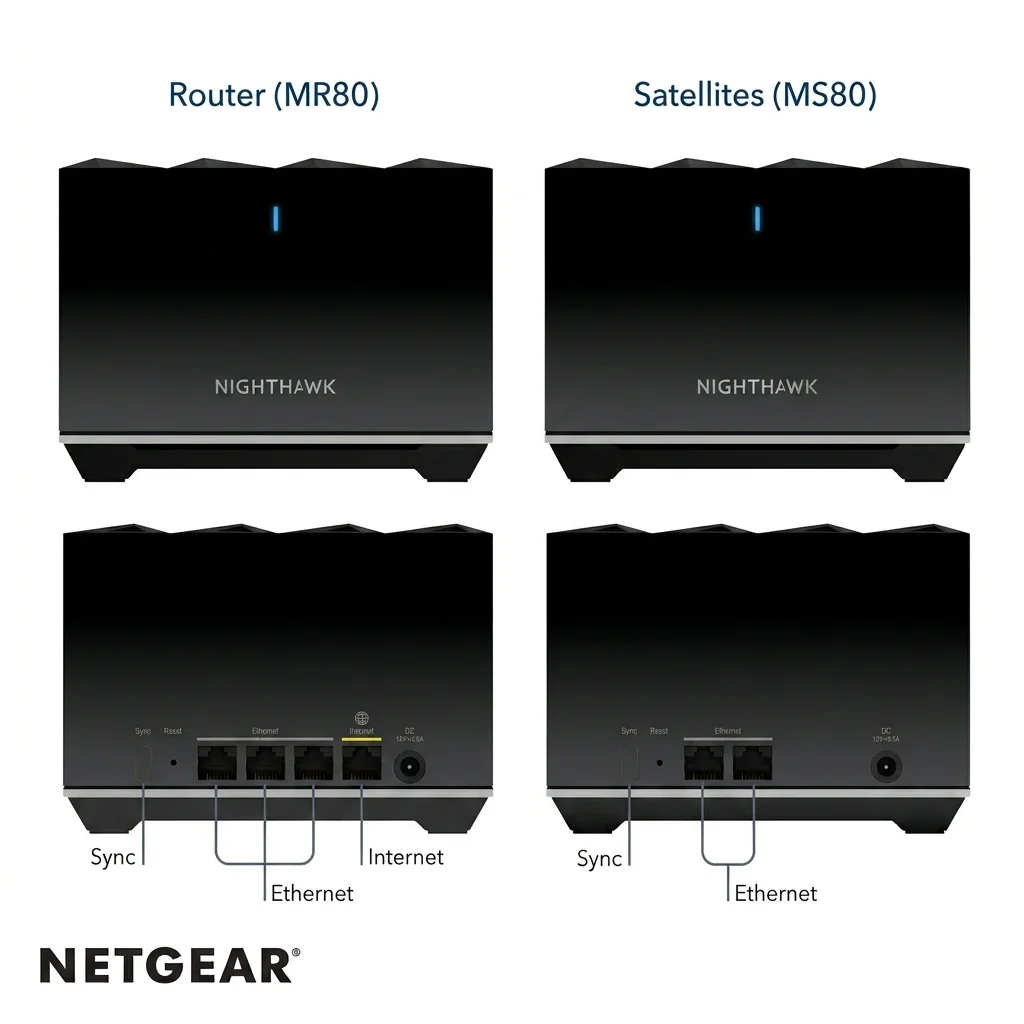 NETGEAR Nighthawk MR80 AX3600 Tri-Band Mesh WiFi 6 System Pack 3